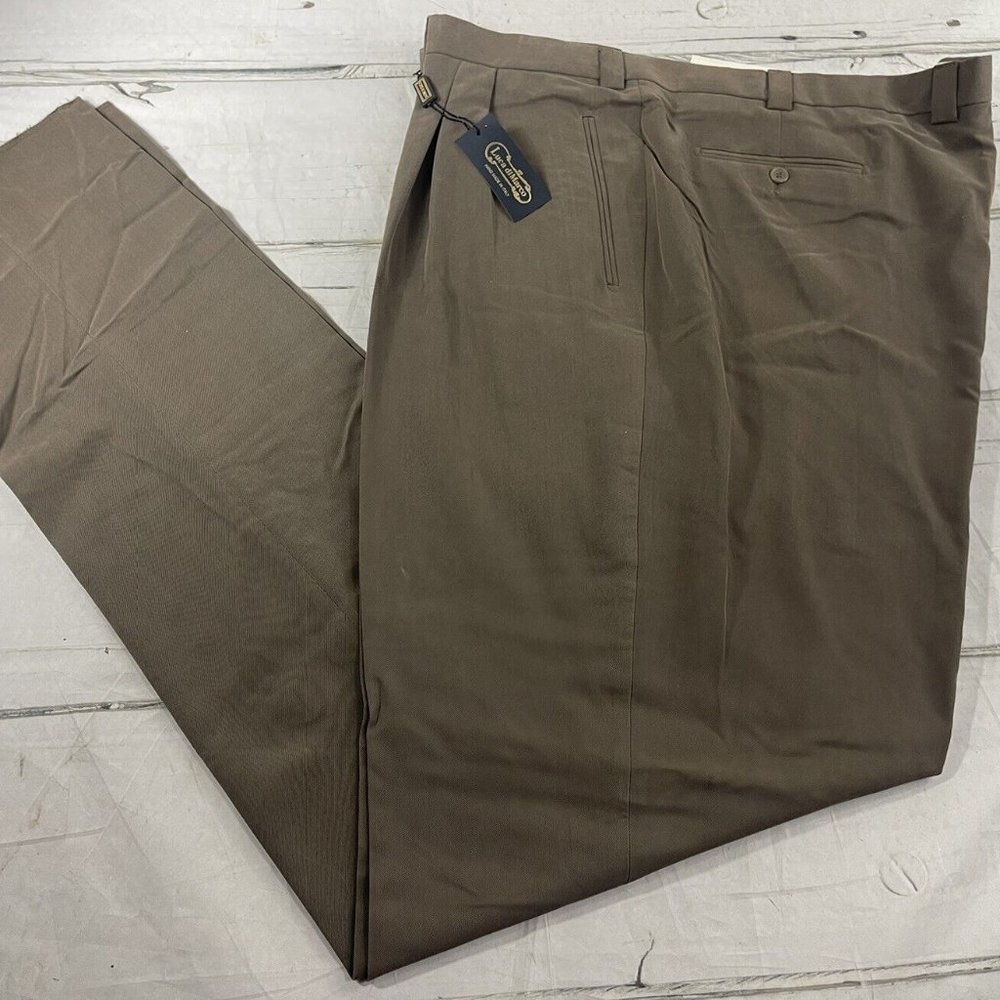 Luca DiMarco Mens Luxury Blend Pants 52 Brown Pleated Unhemmed Italy NWT $175